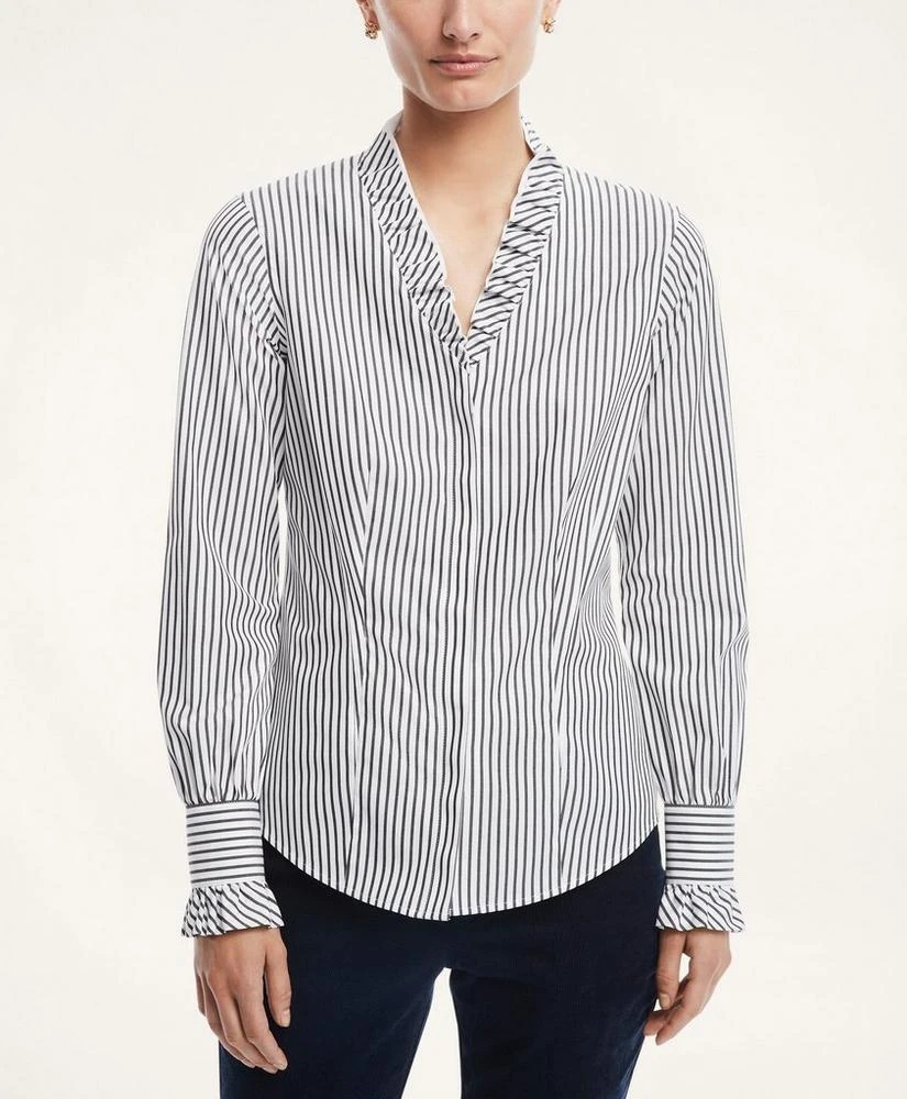 商品Brooks Brothers|Ruffle-Collar Non-Iron Stretch Supima® Cotton Shirt,价格¥495,第1张图片