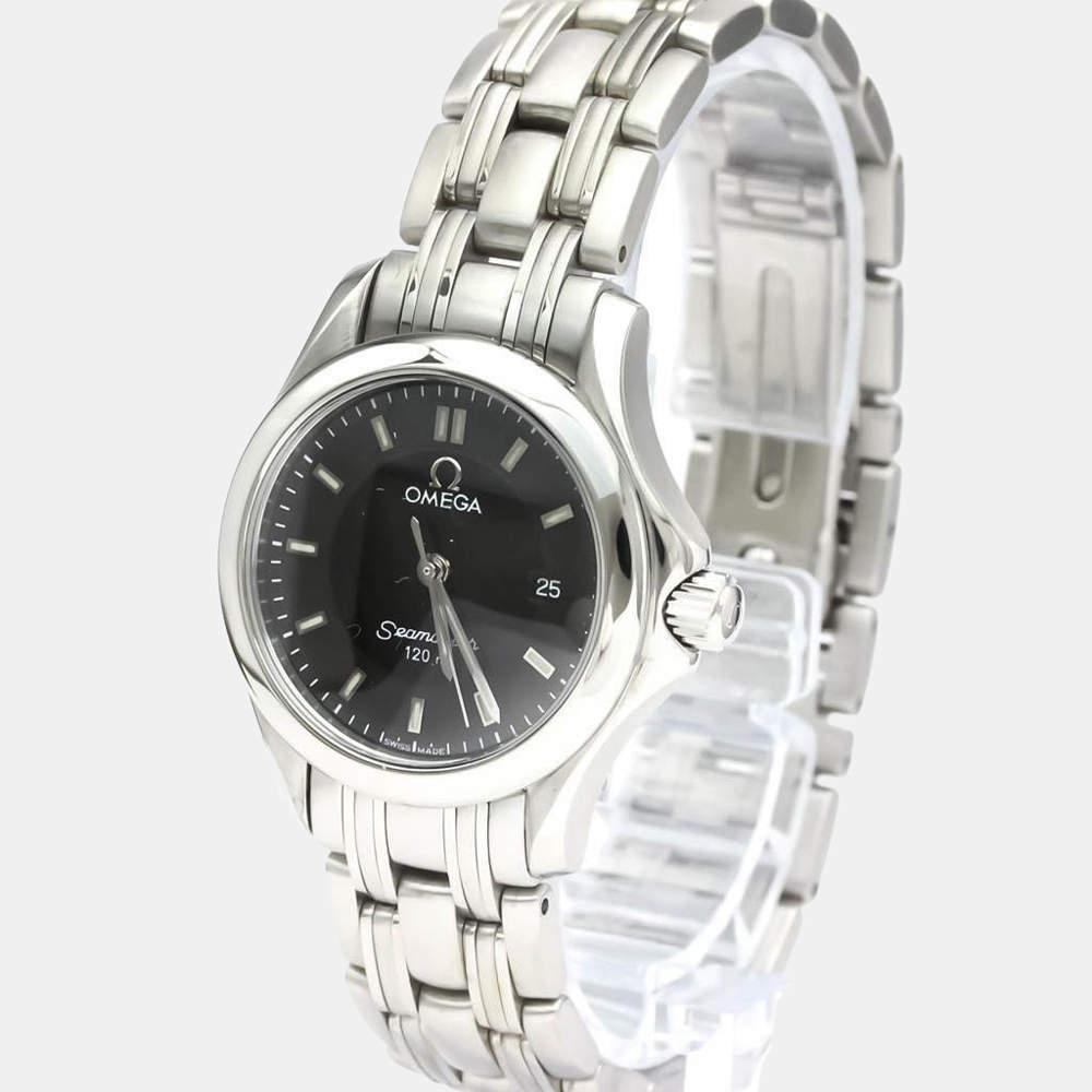 商品[二手商品] Omega|Omega Black Stainless Steel Seamaster 120M 2581.52 Women's Wristwatch 26 MM,价格¥4671,第1张图片