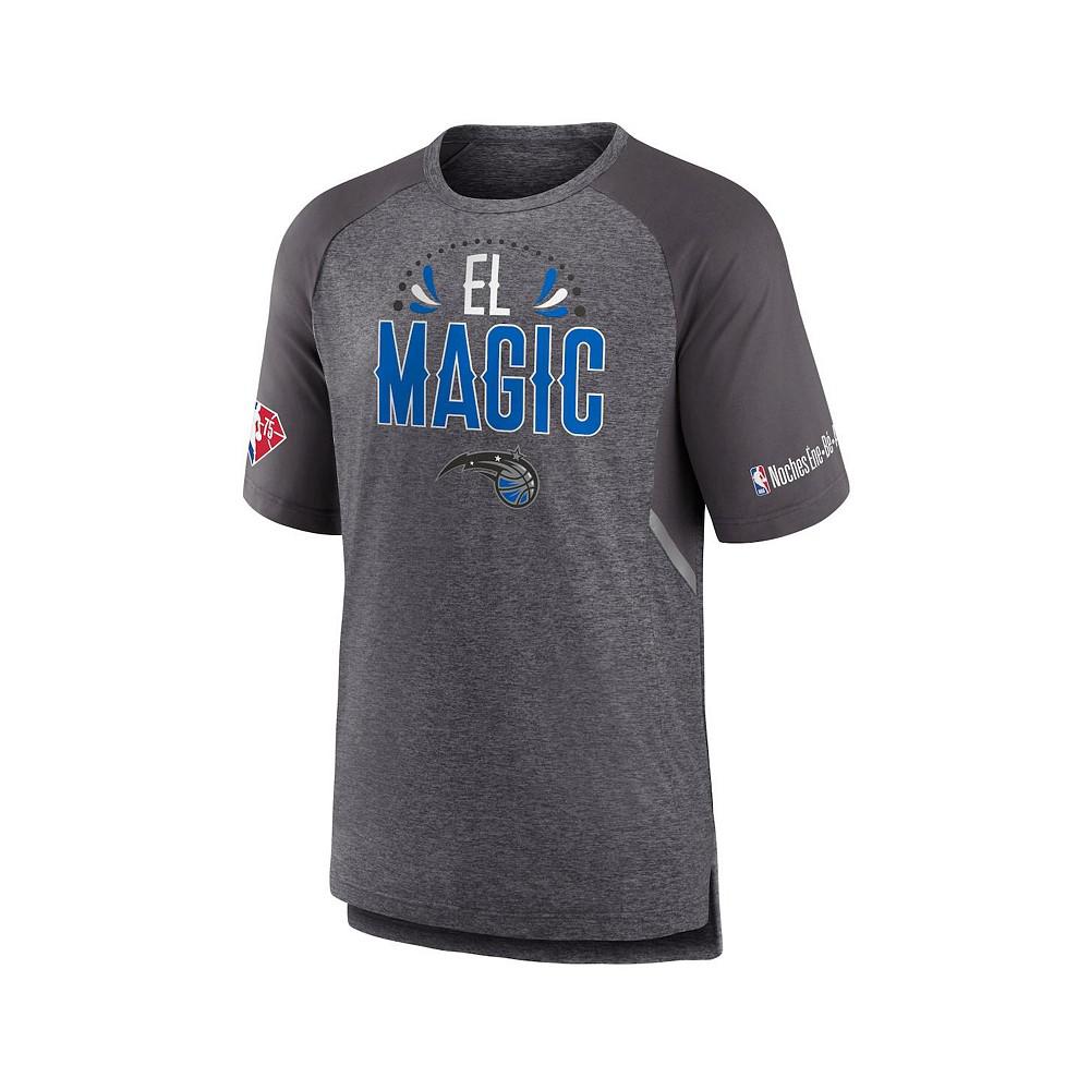 Men's Branded Heathered Gray Orlando Magic 2022 Noches Ene-Be-A Core Shooting Raglan T-shirt商品第3张图片规格展示