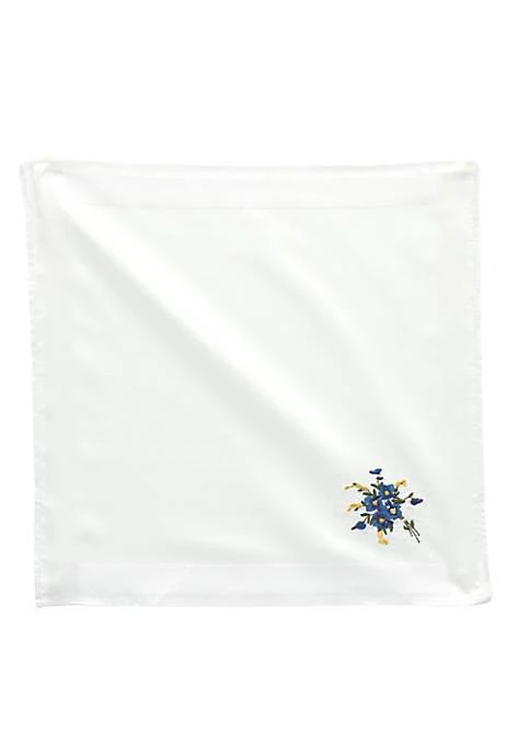商品Selini|Womens Floral Embroidered Cotton Handkerchief Set Pack Of 6,价格¥152,第3张图片详细描述