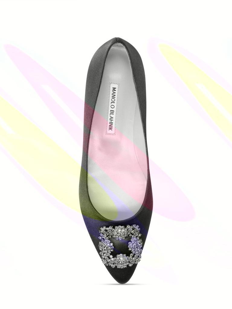 商品Manolo Blahnik|10mm Hangisi Silk Satin Flats,价格¥8207,第4张图片详细描述