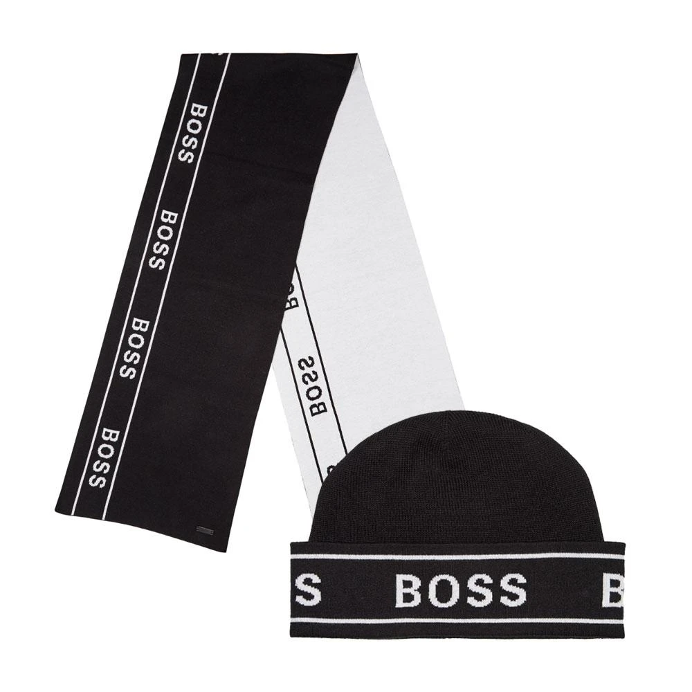 商品Hugo Boss|BOSS Bodywear Ulfino Hat Scarf Set - Black,价格¥678,第1张图片