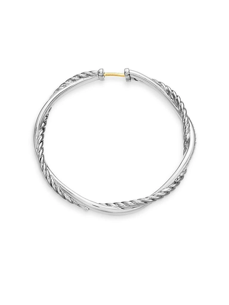 商品David Yurman|Infinity Hoop Earrings in Sterling Silver with Diamonds, 42MM,价格¥14424,第3张图片详细描述