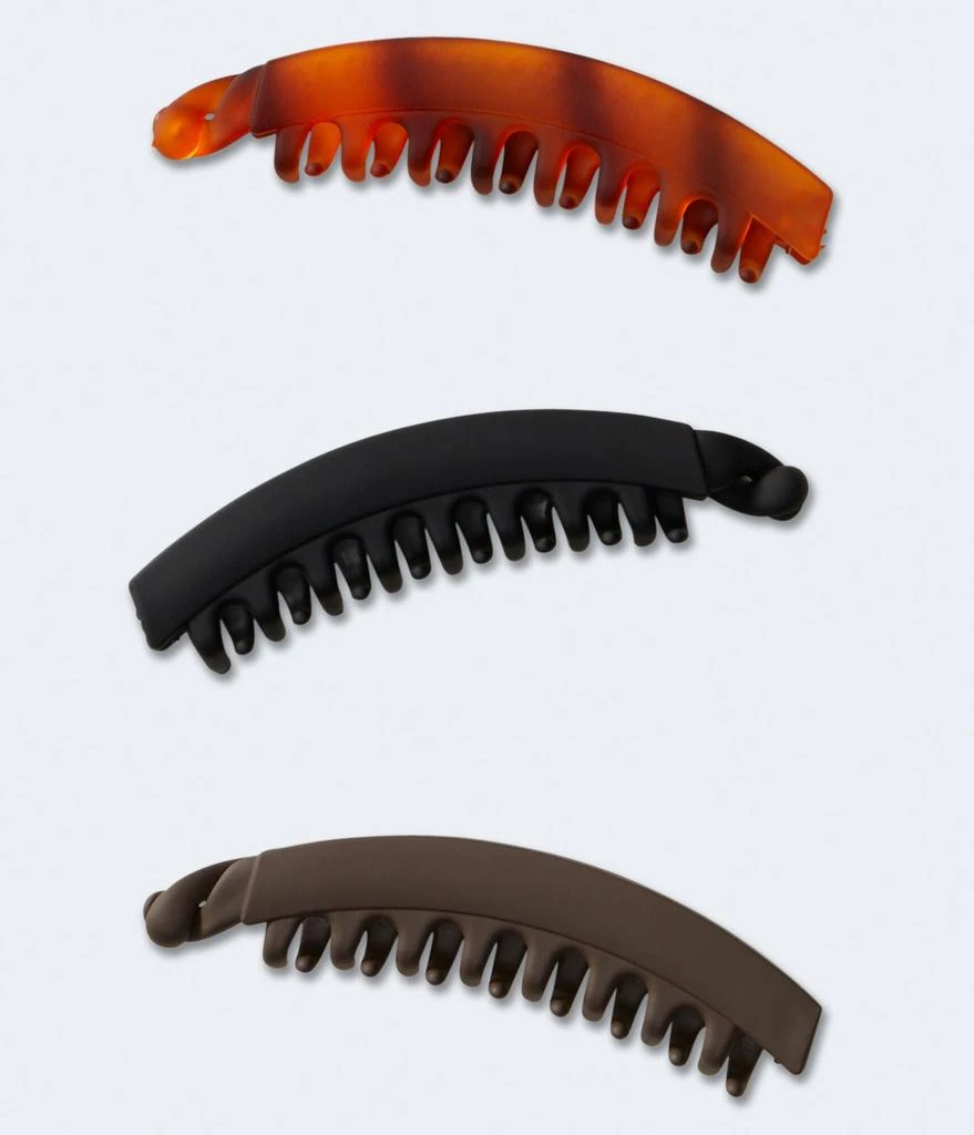 商品Aeropostale|Aeropostale Matte Banana Claw Hair Clip 3-Pack,价格¥148,第1张图片