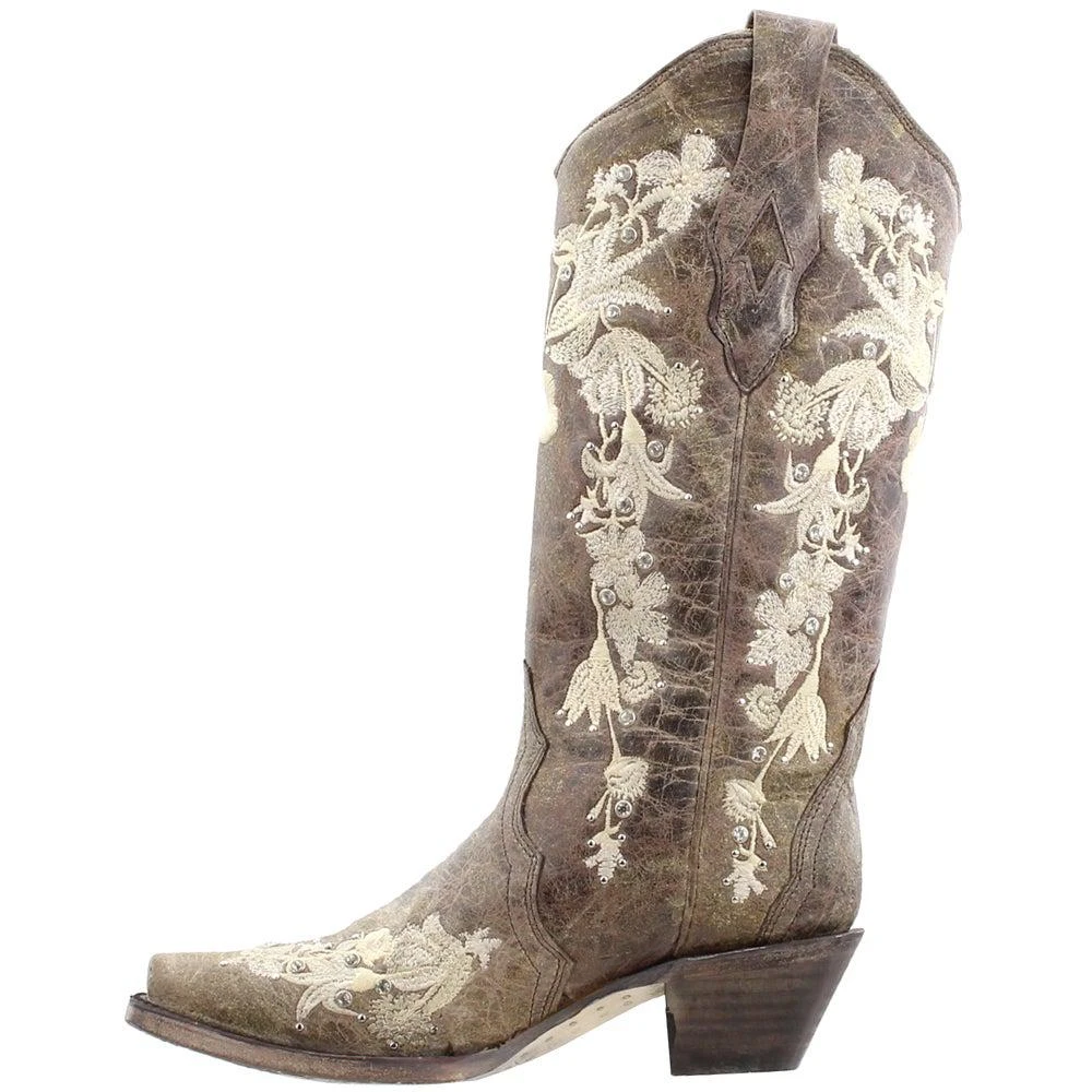 商品Corral Boots|Floral Rhinestone Snip Toe Cowboy Boots,价格¥1858,第4张图片详细描述