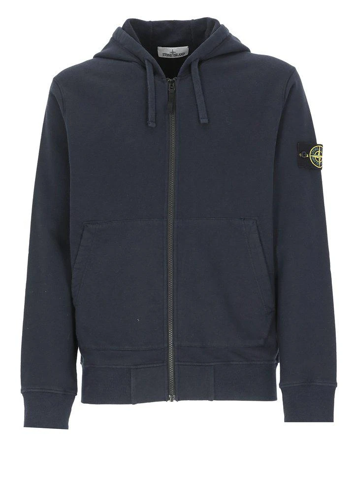 商品Stone Island|Stone Island Logo Patch Zipped Hoodie,价格¥1857,第1张图片