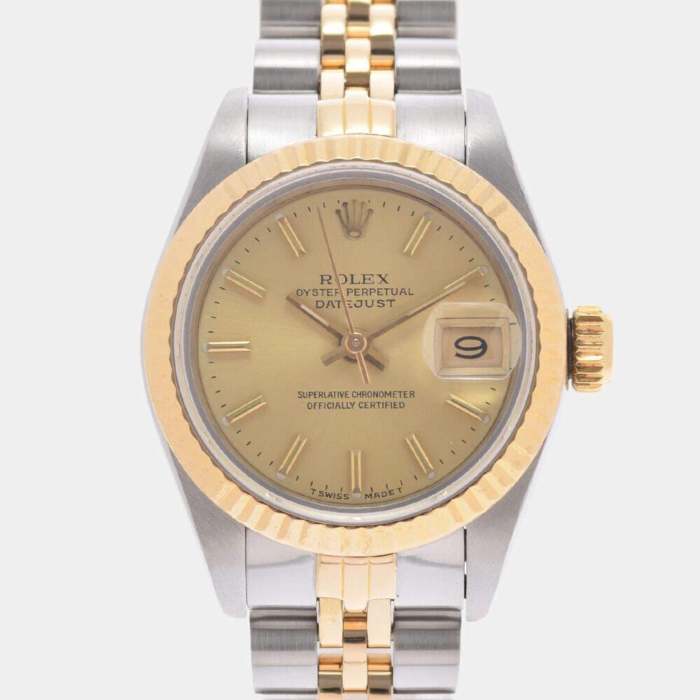 Rolex Champagne 18K Yellow Gold And Stainless Steel Datejust 69173 Women's Wristwatch 26 mm商品第1张图片规格展示