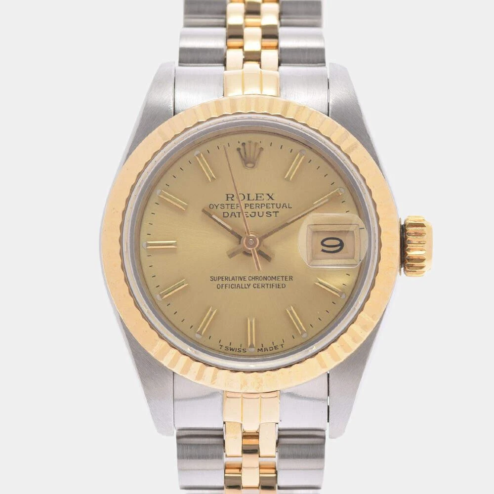 商品[二手商品] Rolex|Rolex Champagne 18K Yellow Gold And Stainless Steel Datejust 69173 Women's Wristwatch 26 mm,价格¥30961,第1张图片