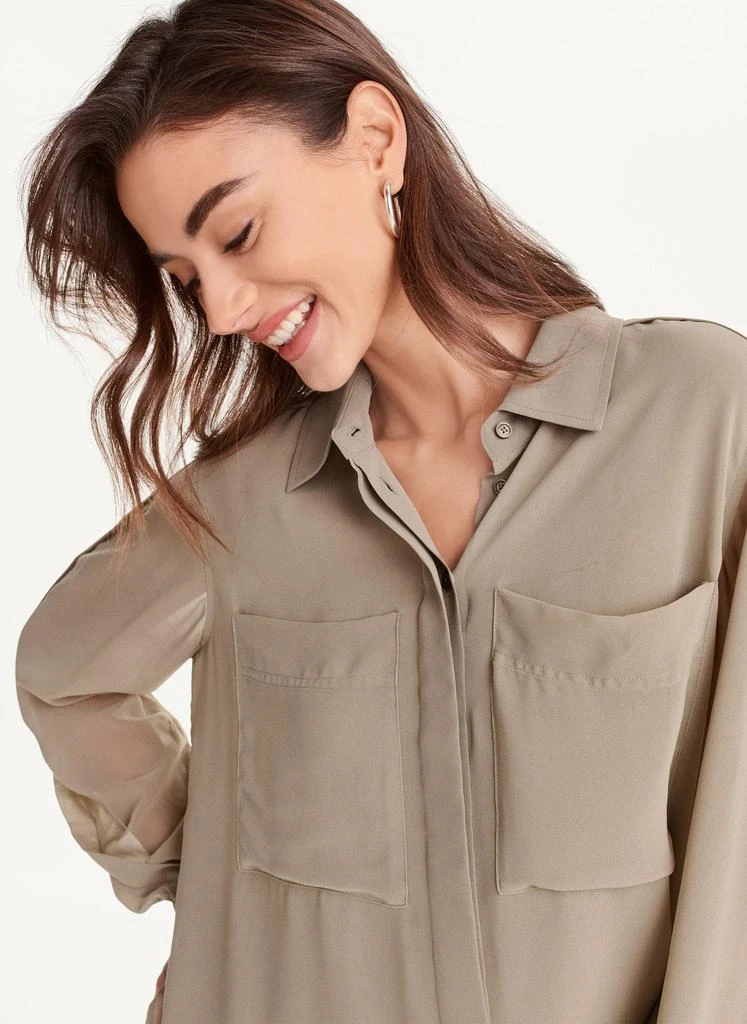 商品DKNY|Long Sleeve Ruffle Sleeve Chiffon Blouse,价格¥673,第3张图片详细描述