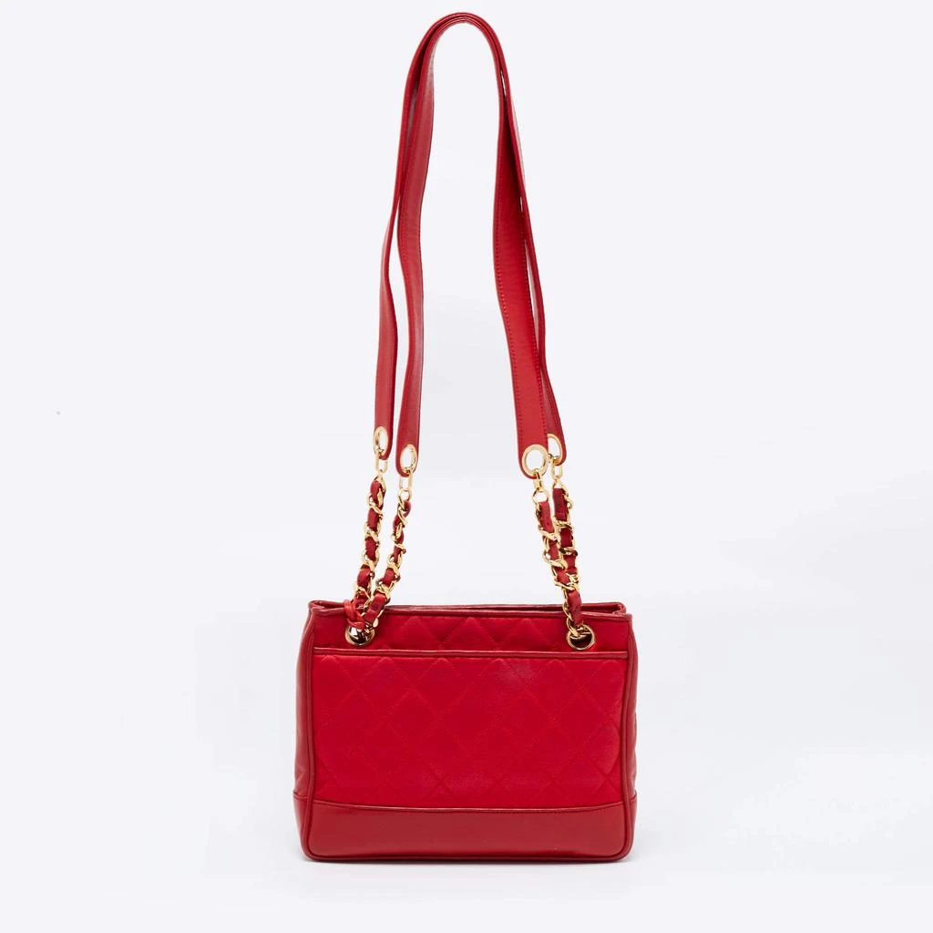 商品[二手商品] Chanel|Chanel Red Quilted Satin And Leather Vintage Shoulder Bag,价格¥9917,第4张图片详细描述