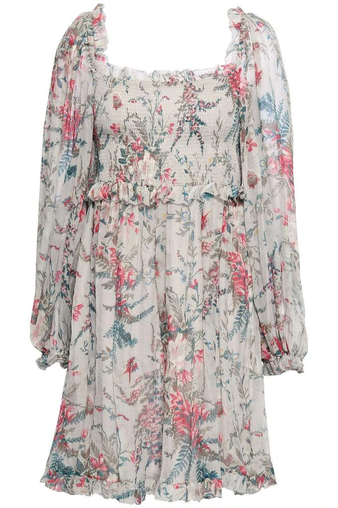 商品Zimmermann|Shirred floral-print silk-georgette mini dress,价格¥1455,第1张图片