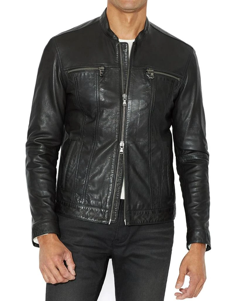 商品John Varvatos|Star USA Leather Band Collar Moto Jacket,价格¥4636,第1张图片