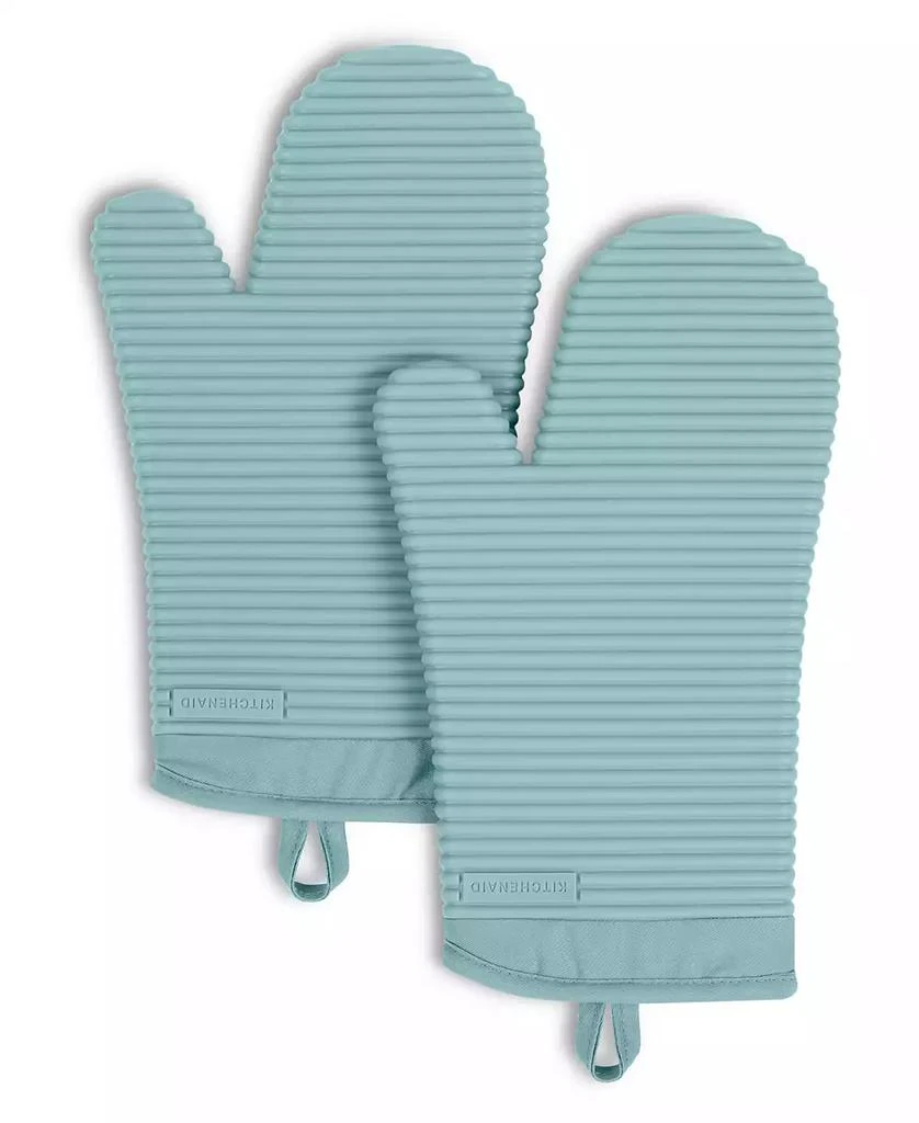商品KitchenAid|Ribbed Soft Silicone Oven Mitt 2-Pack Set, 7.5" x 13",价格¥252,第1张图片