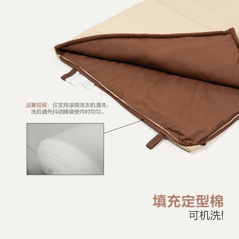 Line Friends联名 活力布朗熊 便携式磨毛加厚睡袋商品第3张图片规格展示