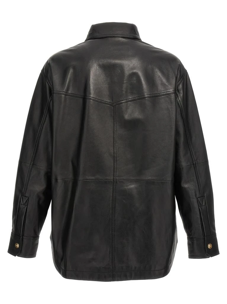 商品Versace|Logo Button Leather Jacket,价格¥4665,第2张图片详细描述