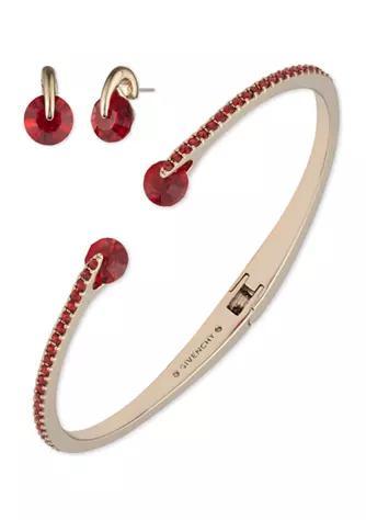商品Givenchy|Gold Tone Red Floating Stone Necklace and Earring Set,价格¥572,第1张图片
