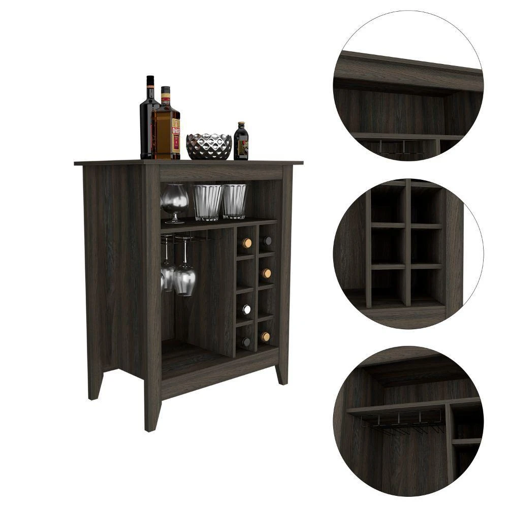 商品Depot E-Shop|DEPOT E-SHOP Mojito Bar Cabinet, Six Wine Cubbies, One Open Drawer, One Open Shelf, Countertop-Espresso, For Living Room,价格¥1515,第3张图片详细描述