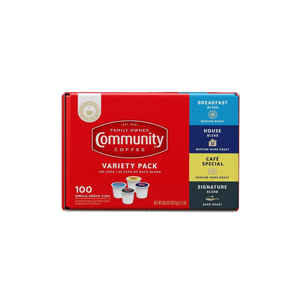 商品Community Coffee|Variety Pack, Medium to Dark Roast Single Serve Pods, Keurig K-Cup Brewer Compatible, Pack of 100,价格¥687,第2张图片详细描述