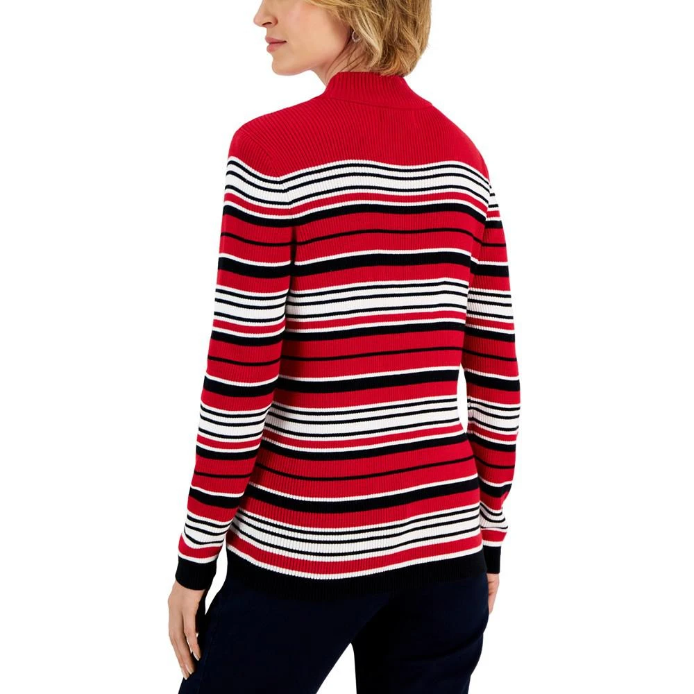 商品Karen Scott|Women's Striped Cotton Mock Neck Sweater, Created for Macy's,价格¥64,第2张图片详细描述