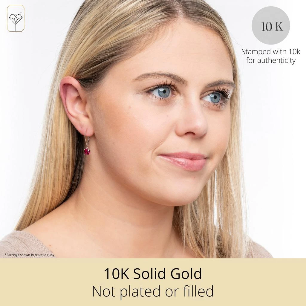 商品MaxColor|Solid 10K White Gold Cushion Cut Dangle Gemstone Leverback Earrings,价格¥1173,第2张图片详细描述