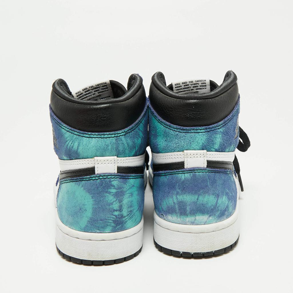 商品[二手商品] NIKE|Nike Jordan Multicolor Leather And Fabric Air Jordan 1 Retro Tie-Dye High Top Sneakers Size 38.5,价格¥2475,第7张图片详细描述