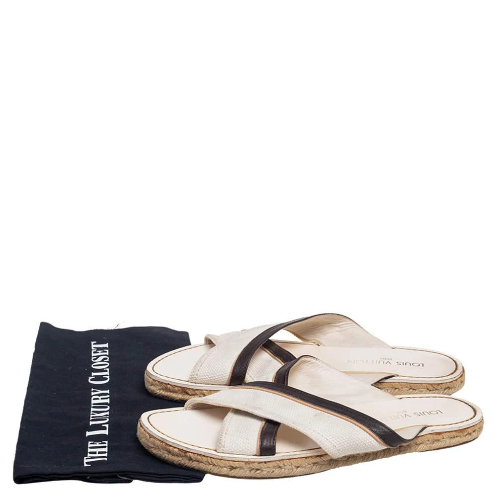Louis Vuitton Canvas and Leather Logo Cross Strap Flat Sandals Size 41 商品