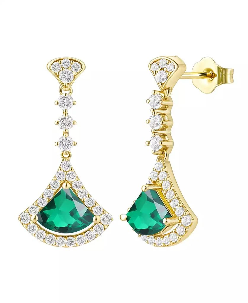 商品Macy's|Lab-Grown Emerald (1 ct. t.w.) and Lab-Grown White Sapphire (1/2 ct. t.w.) Drop Earrings in 14K Gold Over Sterling Silver,价格¥2024,第1张图片