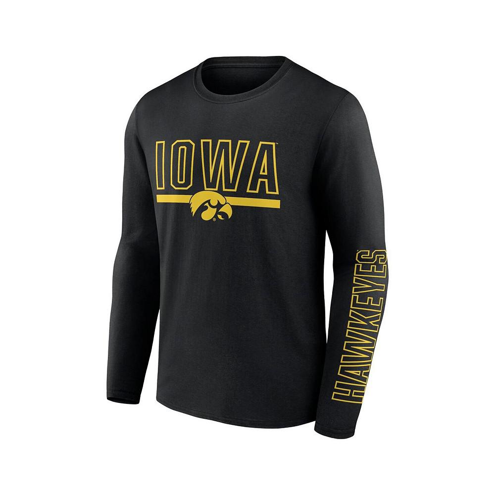 Men's Branded Black Iowa Hawkeyes Modern Two-Hit Long Sleeve T-shirt商品第3张图片规格展示