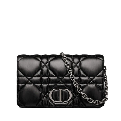 商品Dior|【包税】DIOR/迪奥 CARO系列 女士黑色牛皮革绗缝超大藤格纹翻盖按扣开合单肩斜挎手拿链条包S5135BNGX_M900,价格¥19042,第1张图片