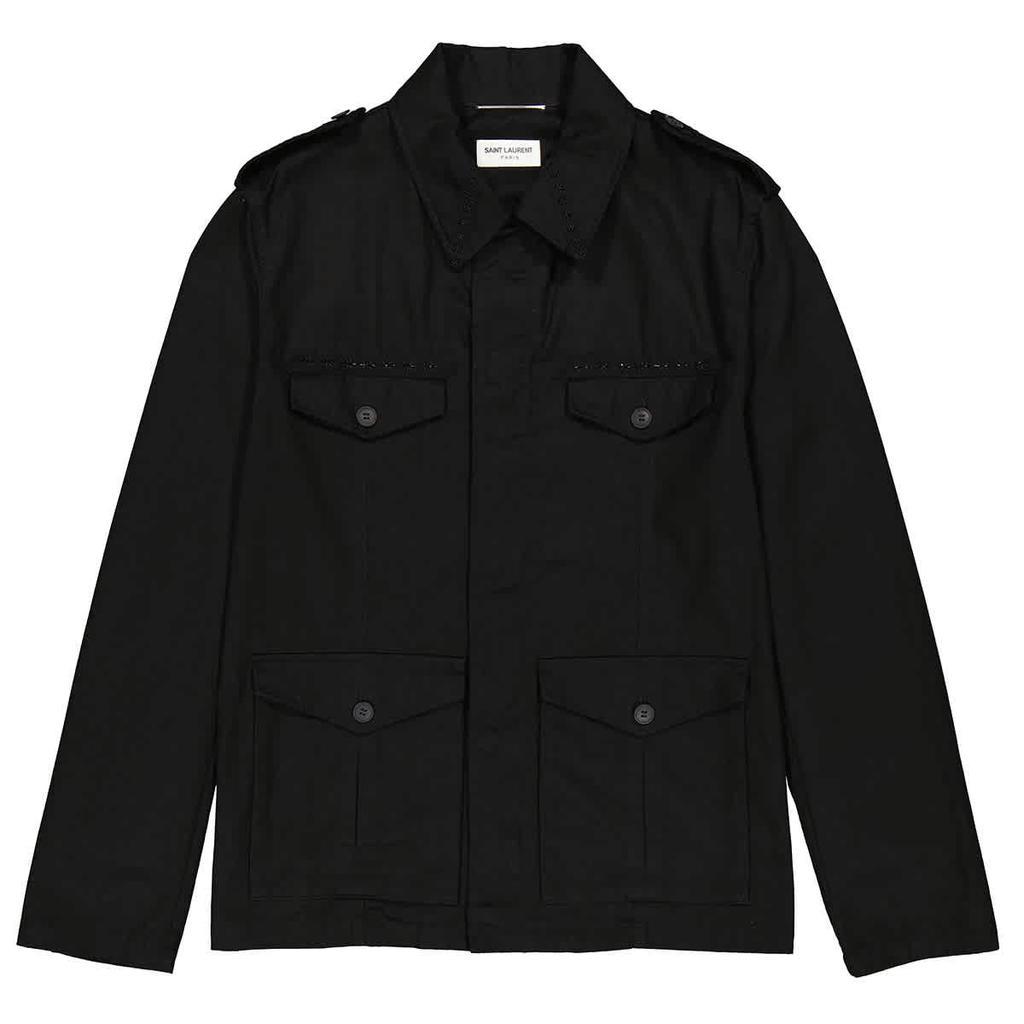 商品Yves Saint Laurent|Mens Black Ramie Cotton Blend Safari Jacket,价格¥5634,第1张图片