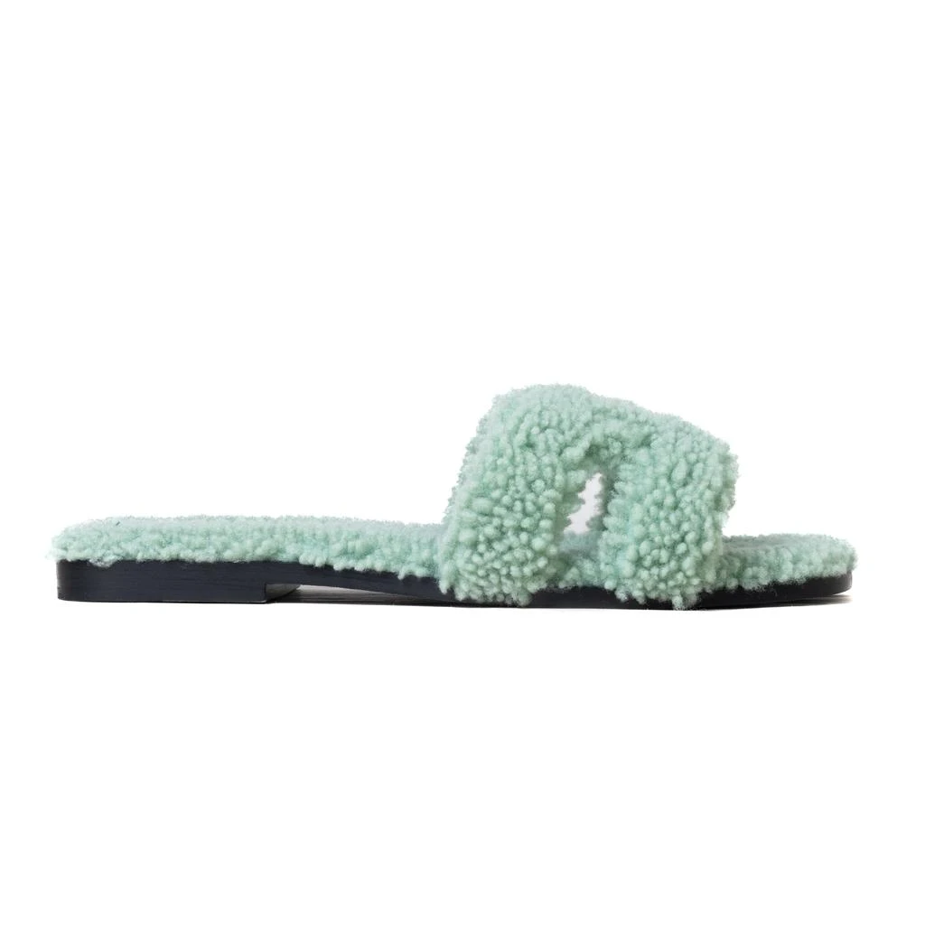 商品Hermes|Hermes Oran Teddy Sandals Vert D’Eau,价格¥7363,第3张图片详细描述