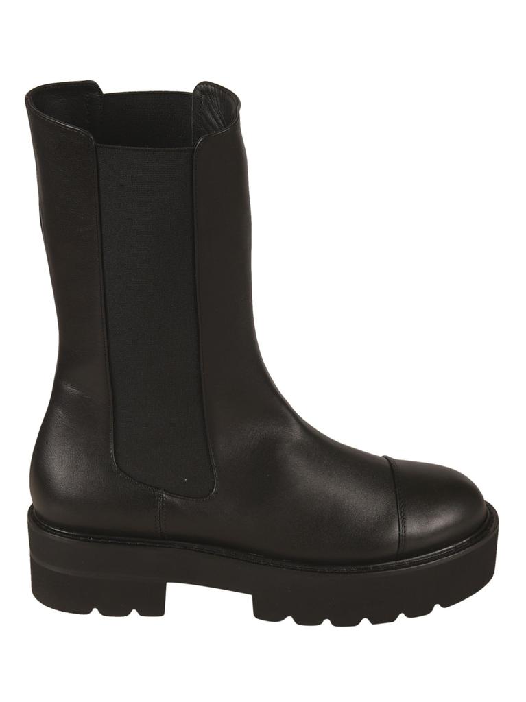 Stuart Weitzman Women's  Black Leather Ankle Boots商品第1张图片规格展示