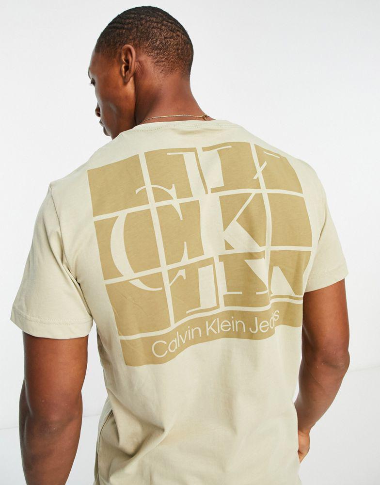 Calvin Klein Jeans cotton blend scattered urban back graphic t-shirt in stone商品第1张图片规格展示