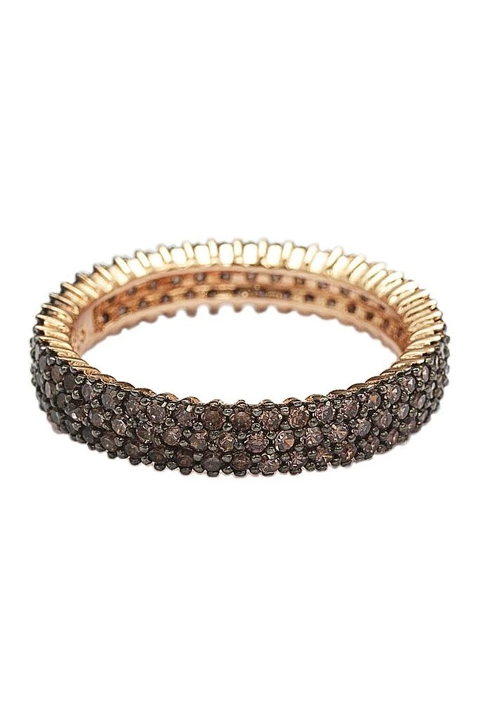 商品Suzy Levian|14K Rose Gold Plated Micro-Pave Brown CZ Eternity Band Ring,价格¥975,第2张图片详细描述