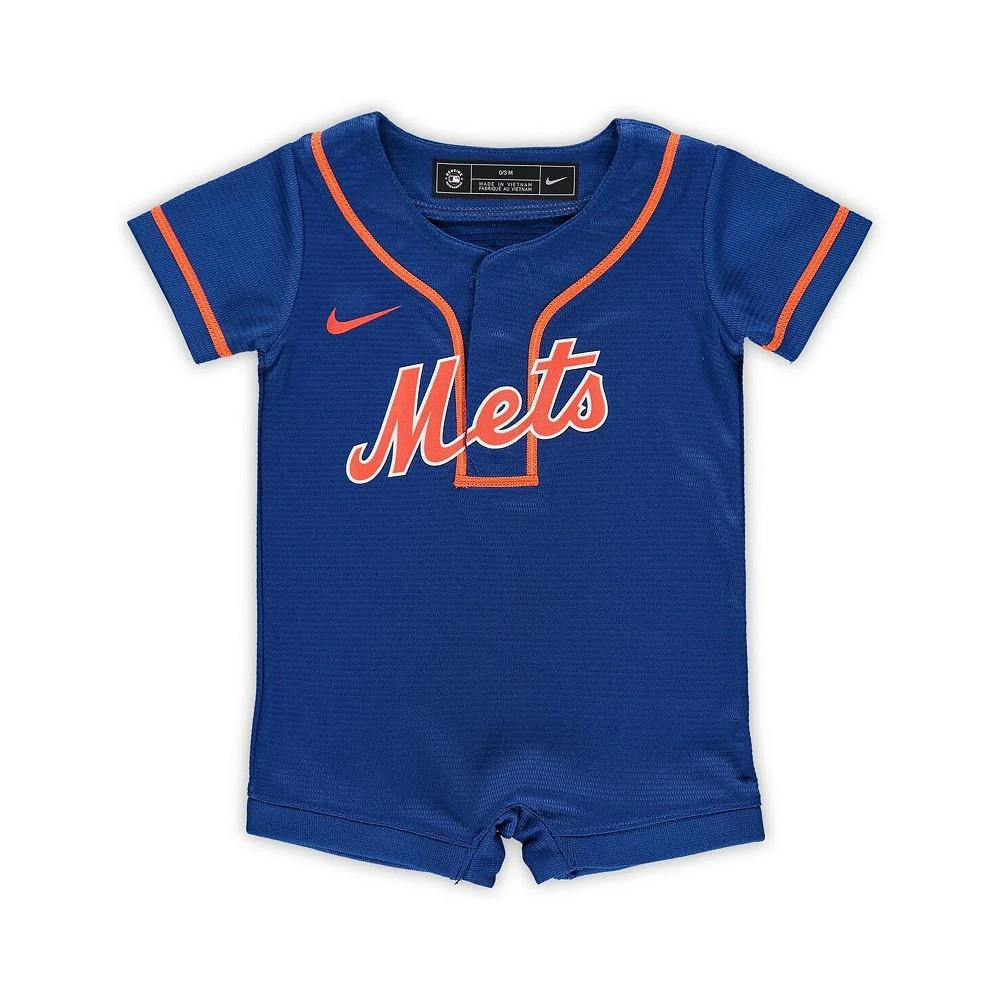 商品NIKE|Newborn and Infant Boys and Girls Royal New York Mets Official Jersey Romper,价格¥298,第1张图片