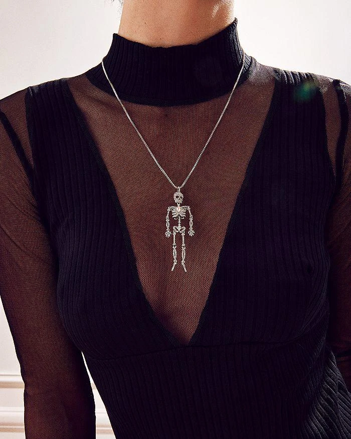 商品BAUBLEBAR|Shake Your Skeleton Crystal Skeleton Pendant Necklace in Silver Tone, 21"-24",价格¥359,第2张图片详细描述