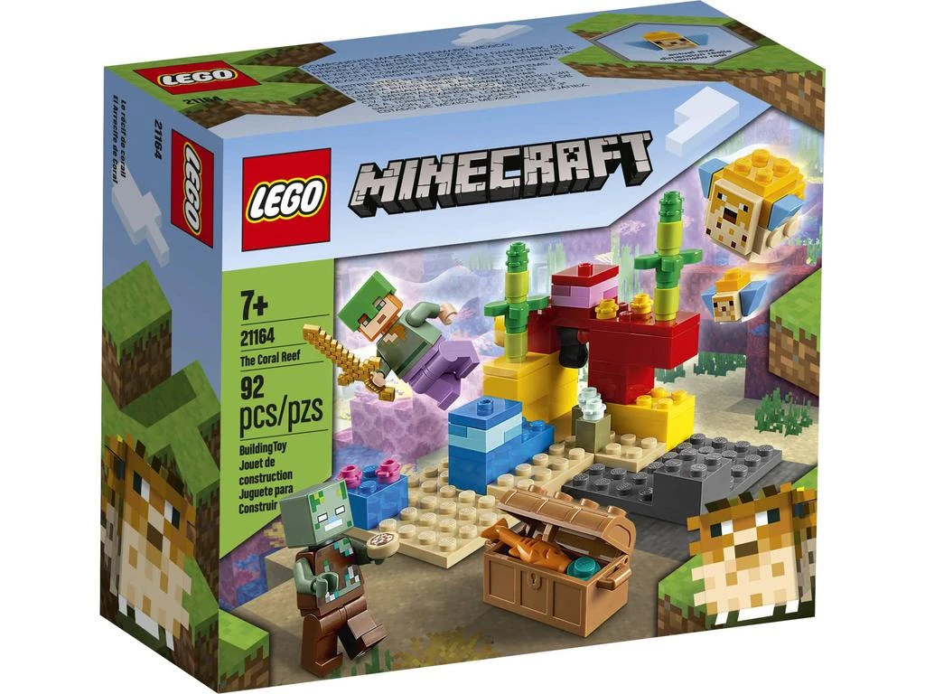 商品LEGO|LEGO Minecraft The Coral Reef 21164 Hands-on Minecraft Marine Toy Featuring Alex, a Drowned and 2 Cool Puffer Fish, New 2021 (92 Pieces),价格¥75,第2张图片详细描述