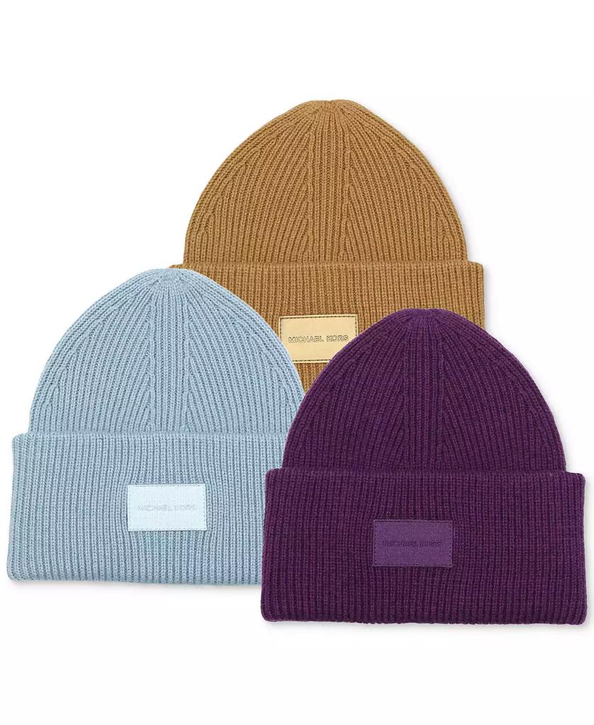 Michael Kors Merlot Ribbed Beanie. Ribbed Wool Beanie in CRIMSON - Sale | Michael Kors [US] main image 3