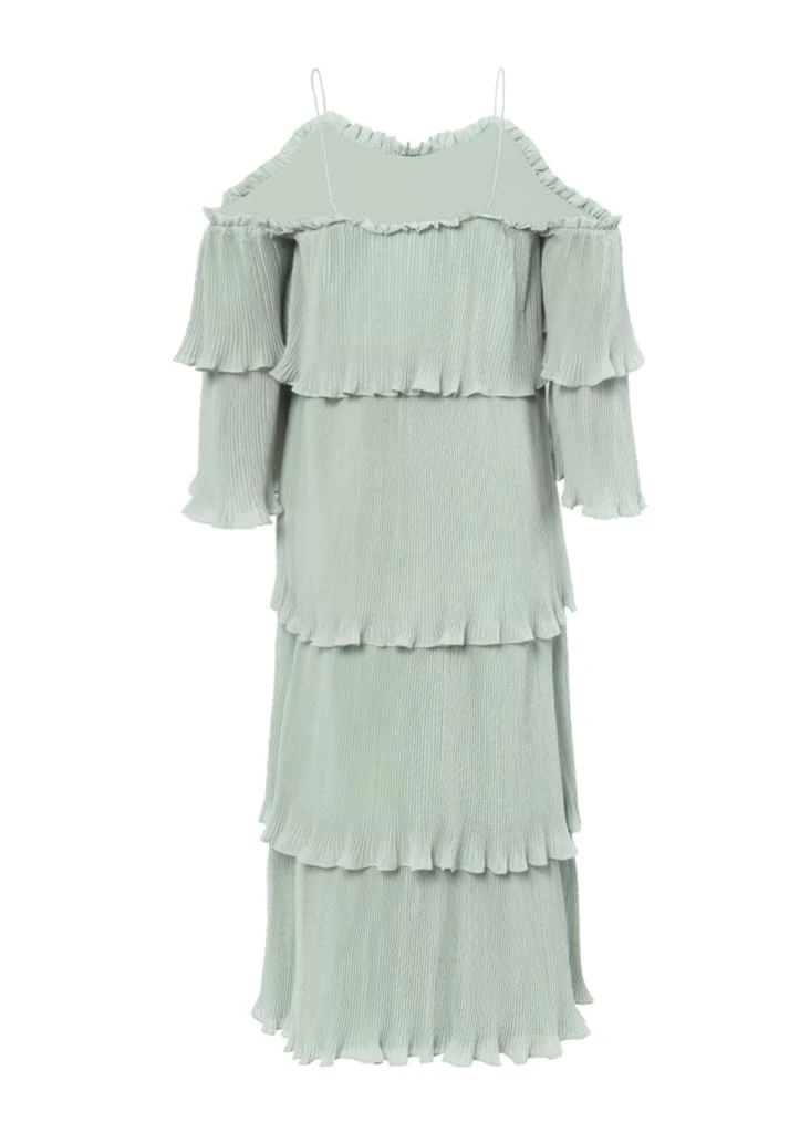 商品True Decadence|True decadence sea foam green pleated tiered cold shoulder midi dress,价格¥696,第3张图片详细描述