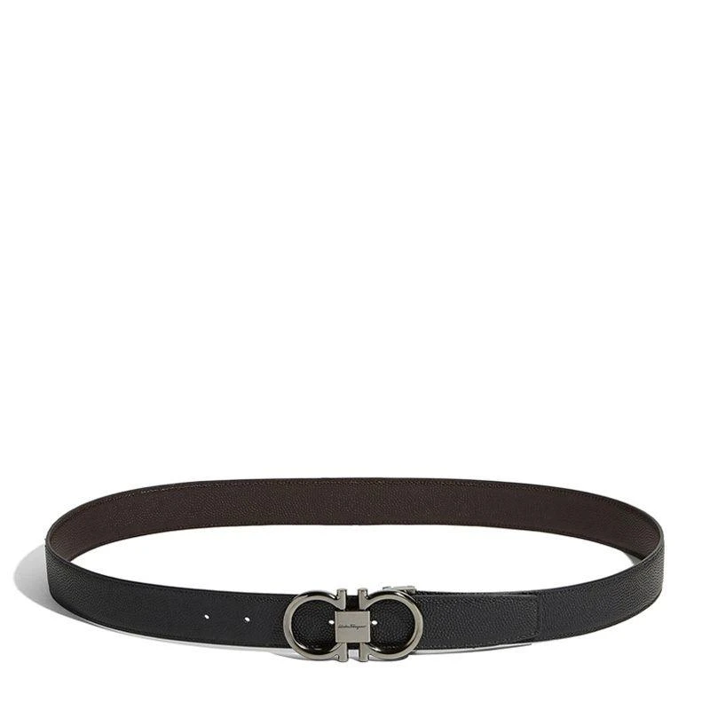 商品Salvatore Ferragamo|SALVATORE FERRAGAMO 菲拉格慕 男士黑色牛皮板扣式双面皮带腰带 67-9938-698949,价格¥4657,第1张图片