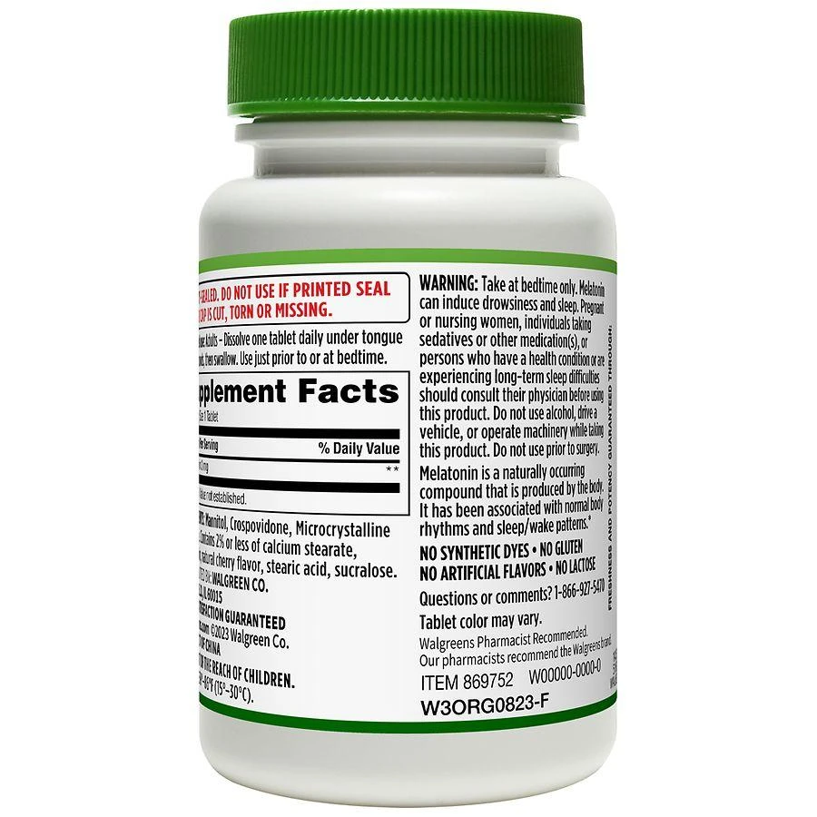 商品Walgreens|Quick Dissolve Melatonin 3mg Tablets,价格¥44,第2张图片详细描述