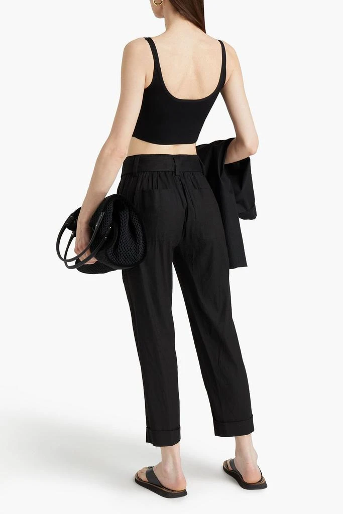 商品Vince|Cropped belted linen-blend tapered pants,价格¥664,第3张图片详细描述