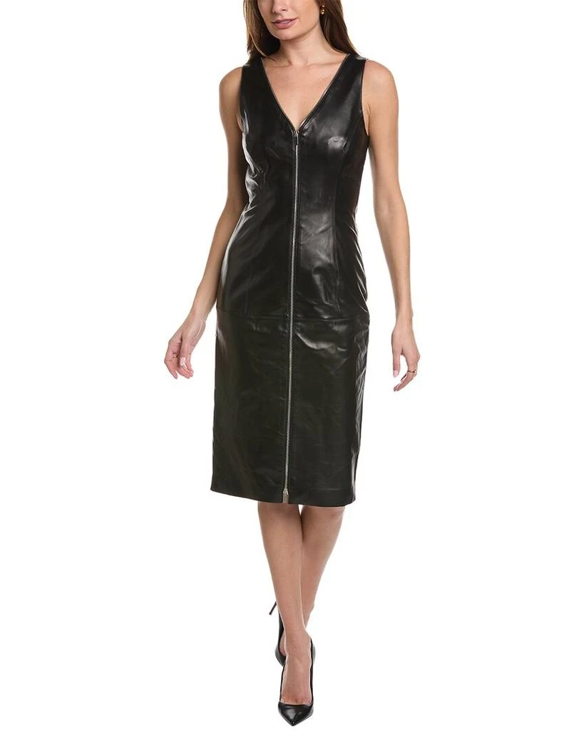商品Michael Kors|Michael Kors Collection Front Zip Leather Sheath Dress,价格¥4398,第1张图片
