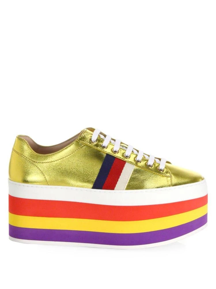 商品Gucci|Peggy Metallic Leather Rainbow Platform Sneakers,价格¥4003,第5张图片详细描述