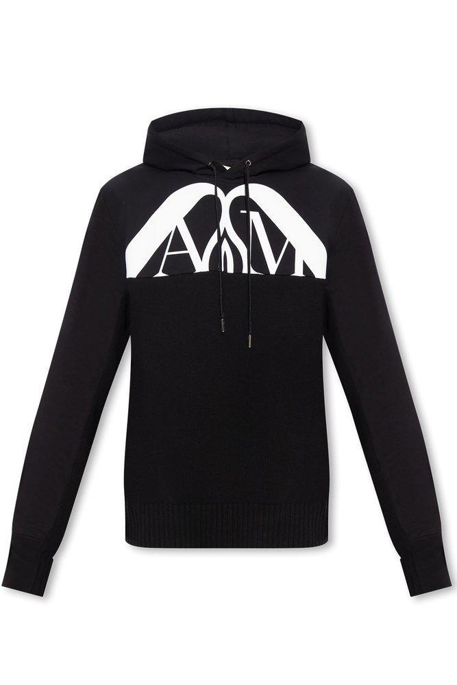 商品Alexander McQueen|Alexander McQueen Logo Printed Drawstring Hoodie,价格¥4948-¥6893,第1张图片