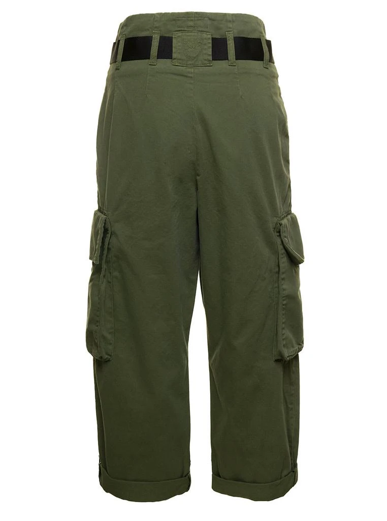 商品PINKO|Military Green High-waisted Cargo Pants With Belt In Cotton Woman,价格¥1762,第2张图片详细描述