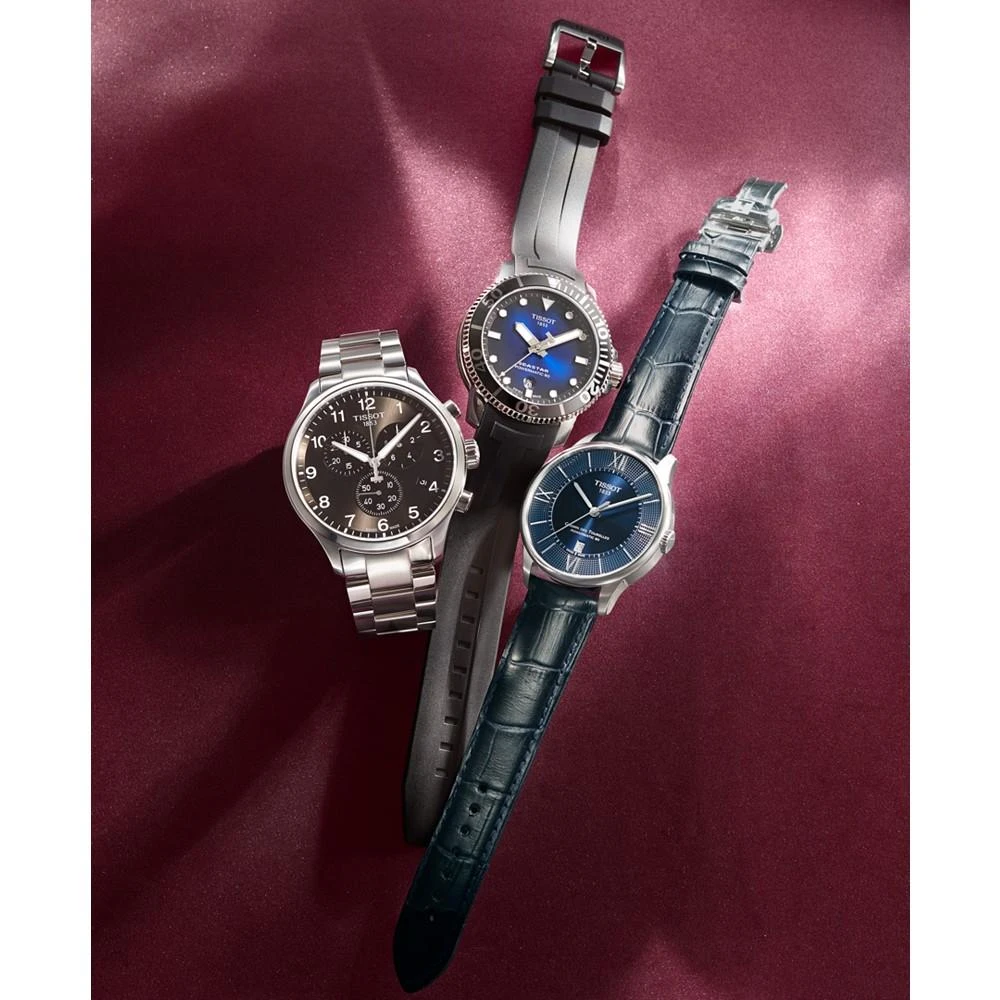 商品Tissot|Men's Swiss Automatic T-Classic Le Locle Powermatic 80 Blue Leather Strap Watch 42mm,价格¥5921,第3张图片详细描述