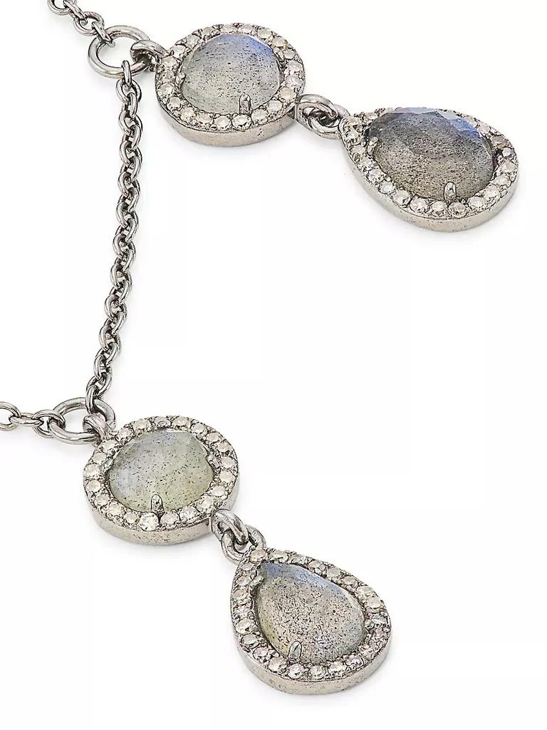 商品Nina Gilin|Rhodium-Plated, Labradorite & 1.46 TCW Diamond Pendant Necklace,价格¥17902,第4张图片详细描述