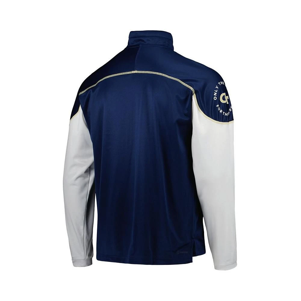 商品Adidas|Men's Navy GA Tech Yellow Jackets AEROREADY Knit Quarter-Snap Jacket,价格¥410,第2张图片详细描述