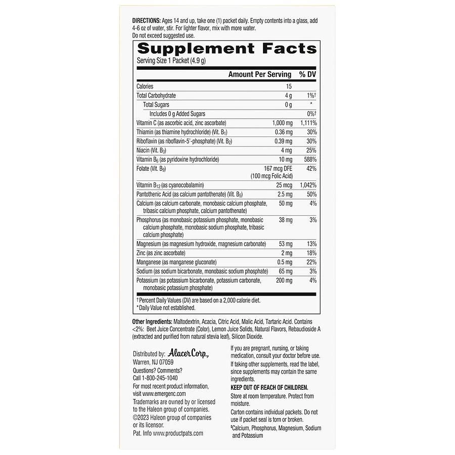 商品Emergen-C|Zero Sugar Immune Support Powder Raspberry Lemonade,价格¥140,第3张图片详细描述